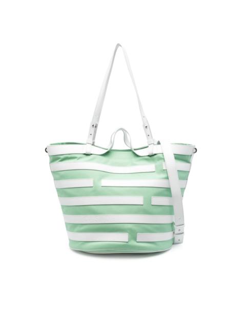stripe-pattern leather tote bag