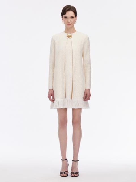 BOW BUTTON SEQUIN TWEED COAT