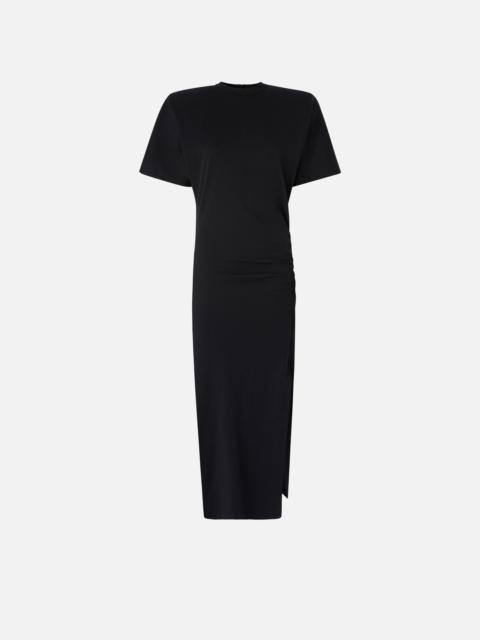 LONG T-SHIRT DRESS WITH PADDED SHOULDERS