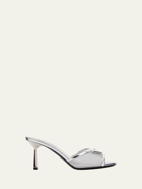 75mm Metallic Leather Mesh Sandals