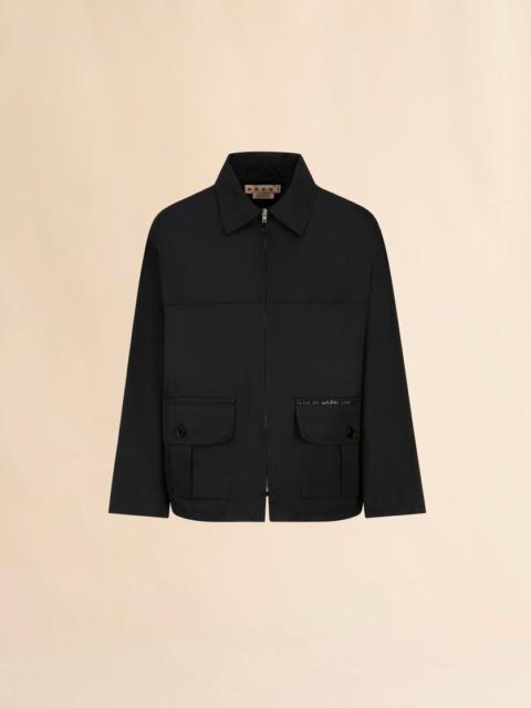 BLACK WATER-REPELLENT TAFFETA JACKET