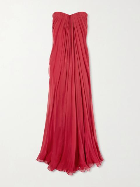 Strapless Draped Silk-chiffon Bustier Gown