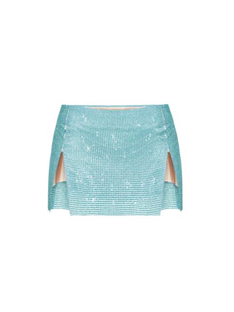 RHINESTONED MIA MICRO SKIRT CERULEAN BLUE