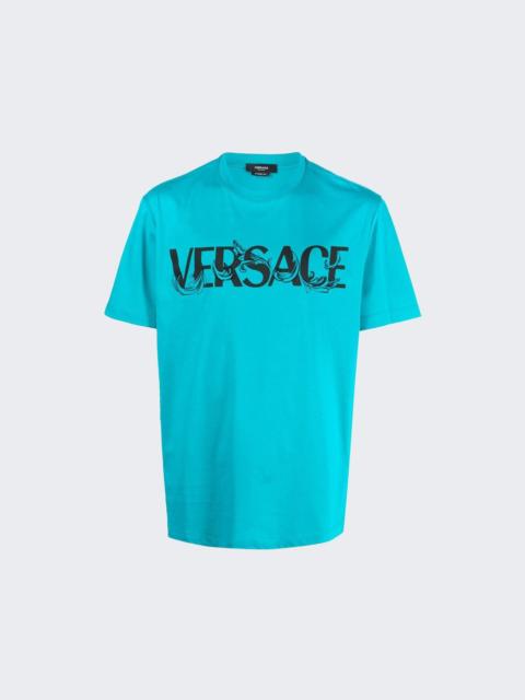 Barocco Silhouette Logo T-shirt Turquoise