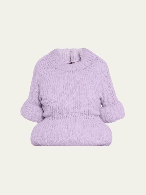 Padded Peplum Short-Sleeve Sweater