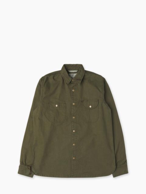 ROGUE TERRITORY WORK SHIRT DYED CANVAS SELVEDGE OLIVE