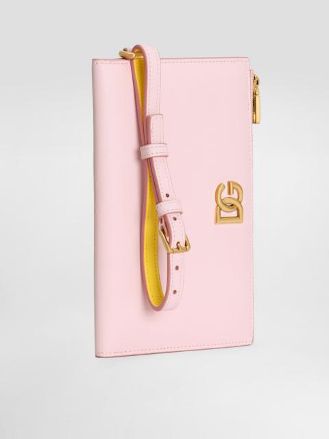 Calfskin passport holder with DG logo