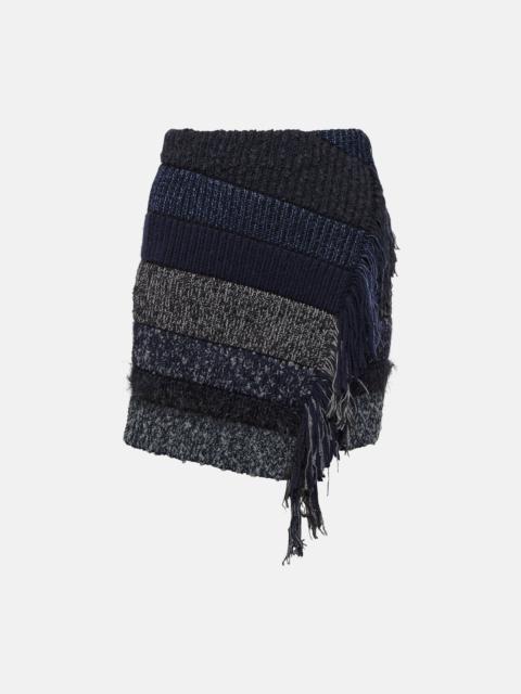 Striped knit cotton-blend miniskirt