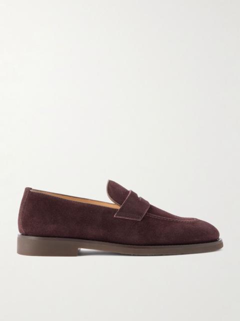 Waxed-Suede Penny Loafers Burgundy