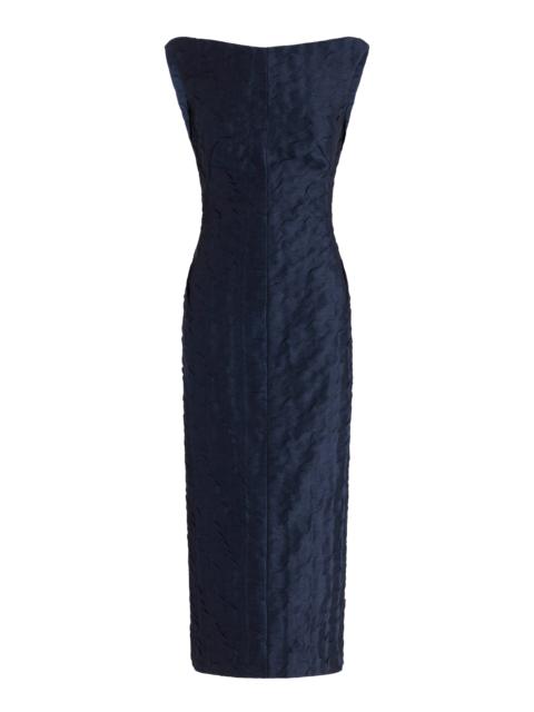 Fervor Linen-Silk Blend Midi Dress black