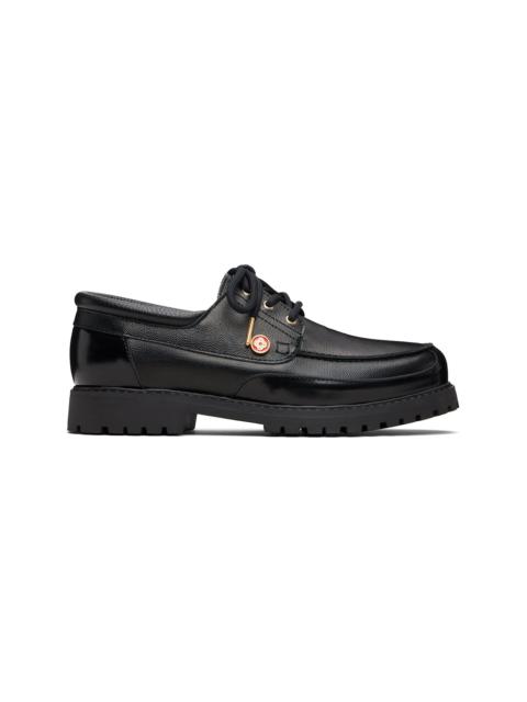 Black Leather Boat Shoes