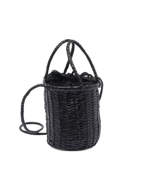 braided leather bucket bag