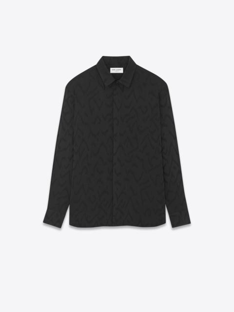 yves collar classic shirt in matte and shiny silk