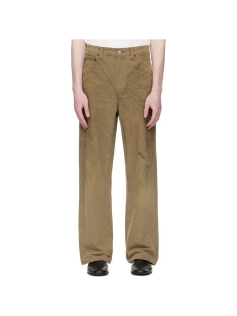 Khaki Sulfur Dyed Oxford Vintage Wide Trousers