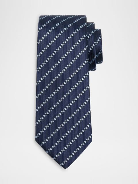 Men & apos;s Diagonal Striped Woven Silk Jacquard Tie