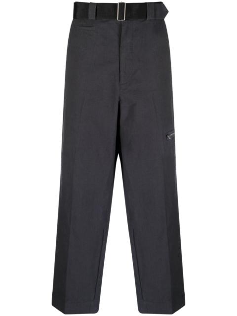 zip-detail cotton trousers