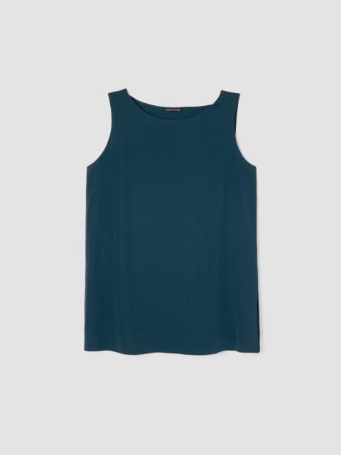 Silk Georgette Crepe Ballet Neck Long Tank