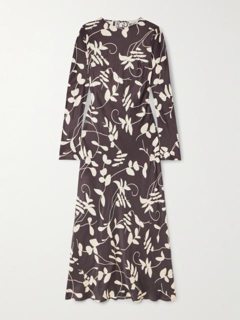 Faroe Open-back Printed Satin Maxi Dress