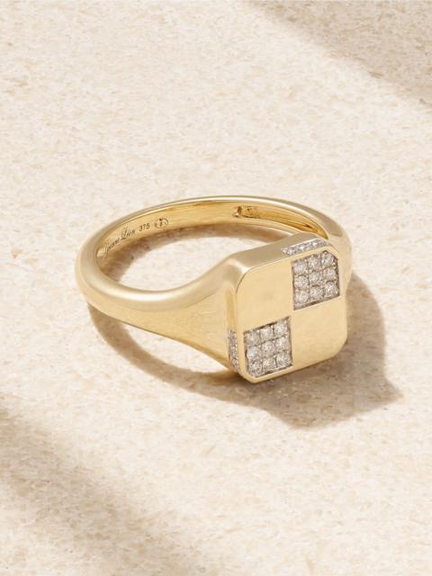9-karat gold diamond signet ring Gold