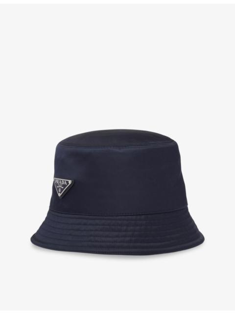 Logo-plaque recycled-nylon bucket hat