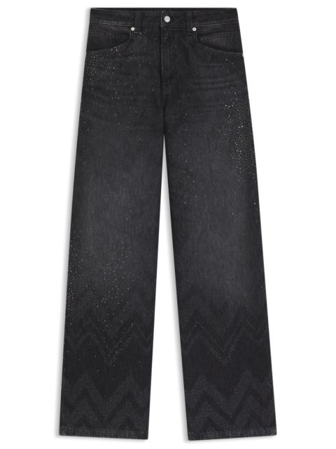 WIDE-LEG JEANS IN CRYSTAL-EMBELLISHED DENIM