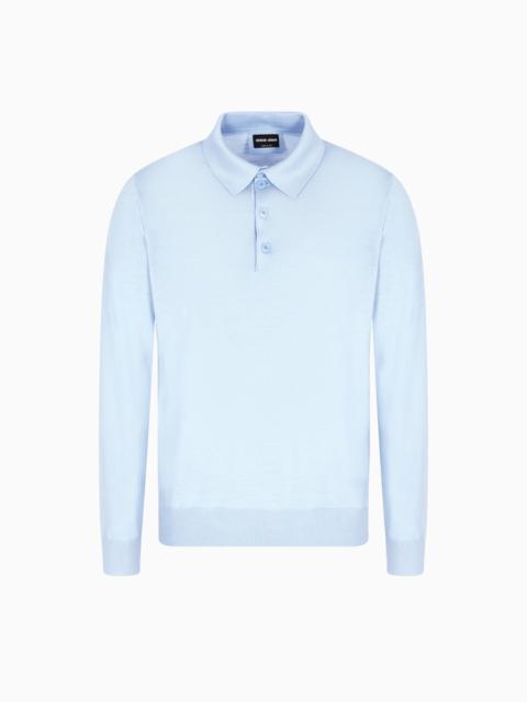 LONG-SLEEVED POLO SHIRT IN VIRGIN WOOL