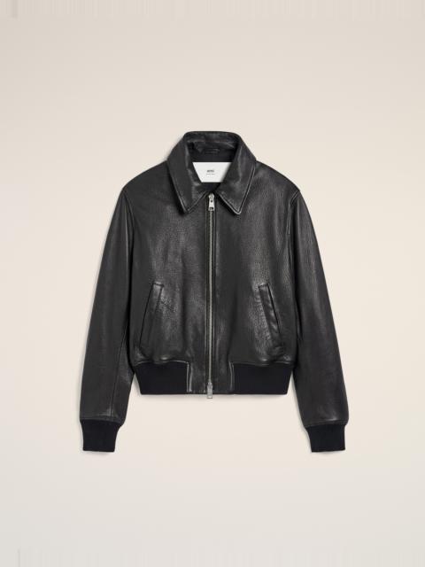 BLACK LEATHER ZIPPED JACKET
