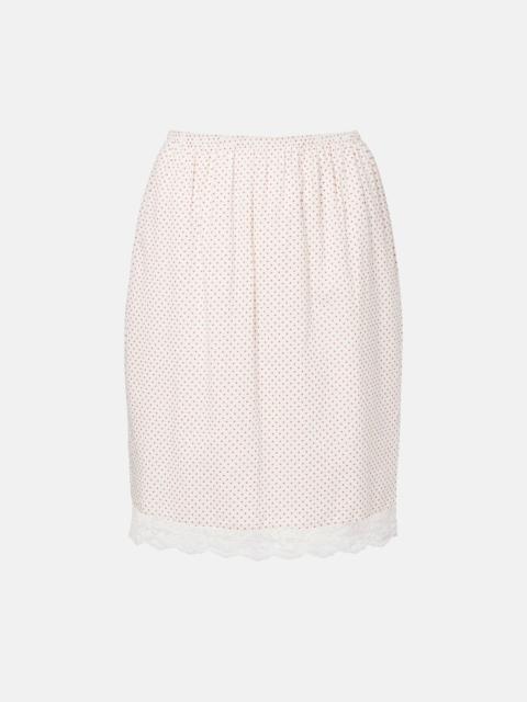 Marlowe lace-trimmed polka-dot cotton midi skirt