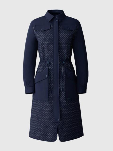 NAOLIN Long Down Coat with Chevron Quilt