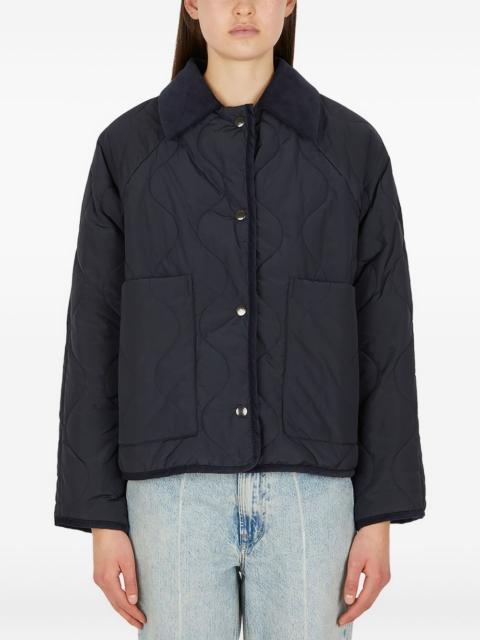 corduroy-collar quilted jacket