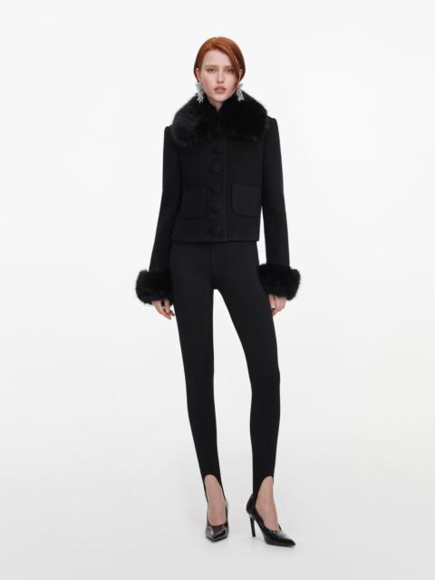 Black Wool Fur Cuff Jacket