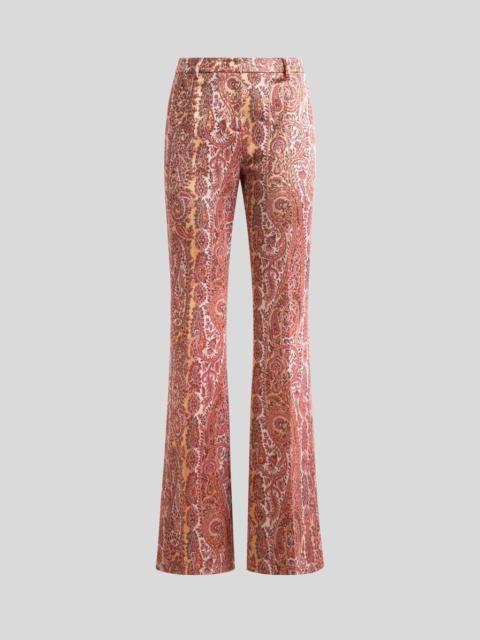 FLARED COTTON-BLEND JACQUARD TROUSERS WITH PAISLEY FOLIAGE MOTIF