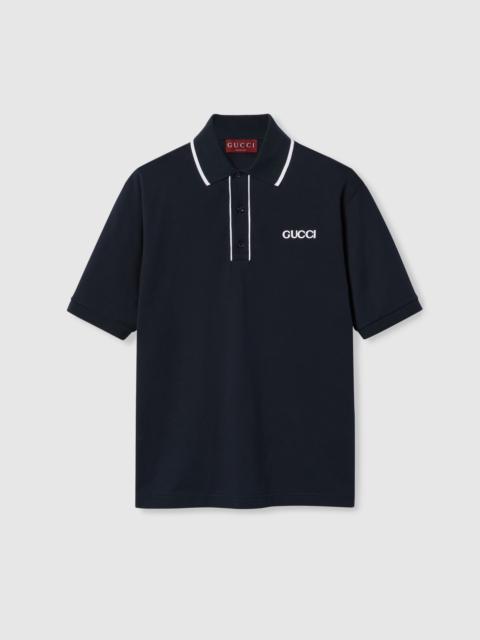 Embroidered cotton piquet polo shirt