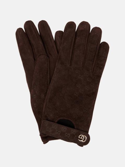 GG jacquard suede gloves