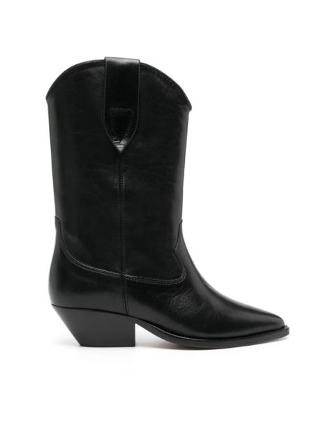 leather block-heel boots