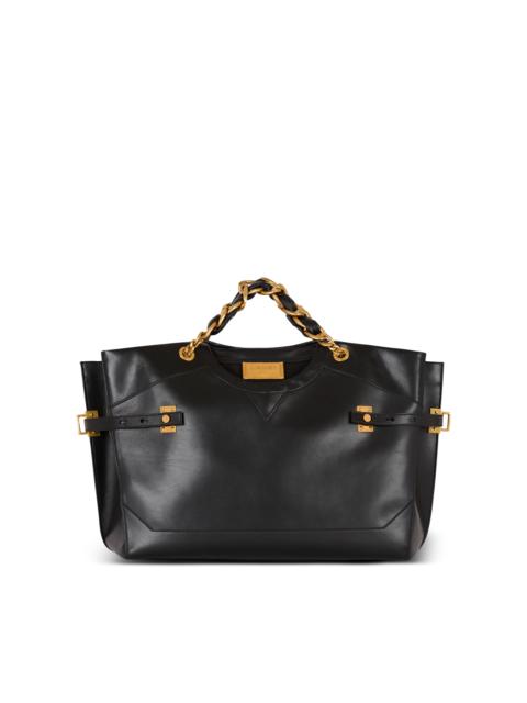 Crewneck calfskin tote bag