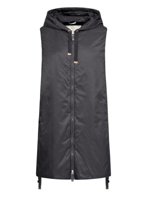hooded drawstring gilet