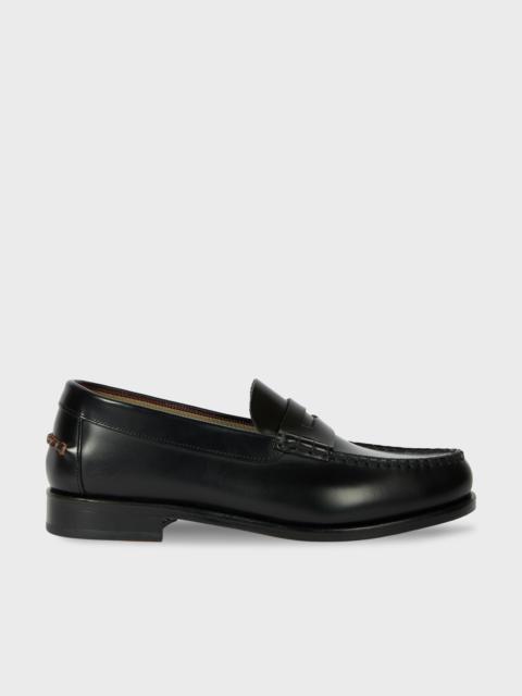 Tonal Black Leather 'Lido' Loafers