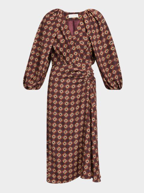 Divani Printed Silk Midi Dress