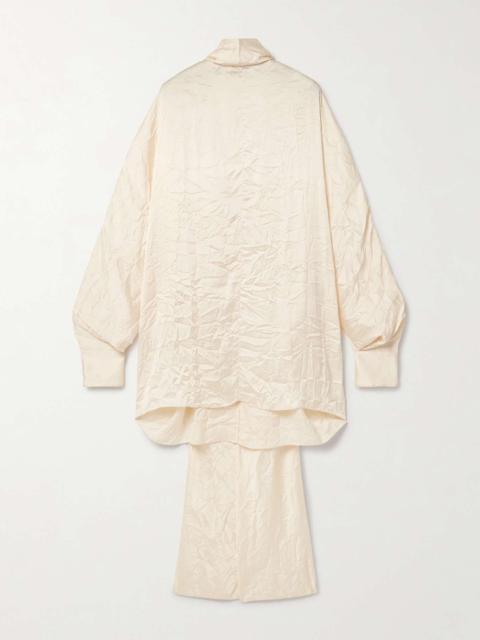 Bex open-back tie-neck crinkled satin-twill top