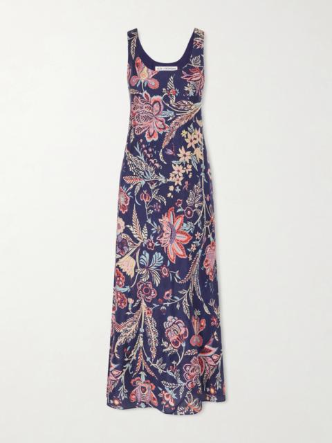 Adele Mist Quatre Floral Patterned Silk Midi Dress