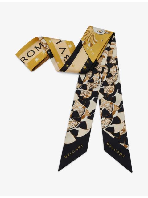 Divas’ Dream Peacock Lux Crystal-Embellished Silk-Twill Shelley Scarf