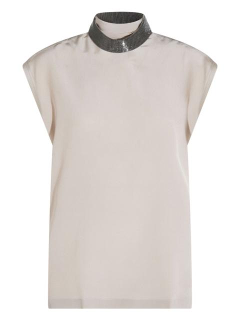 embellished high-neck top