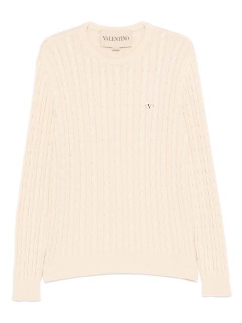 VLogo cable-knit sweater