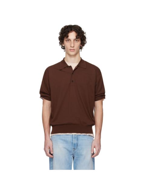 Brown Super High Gauge Cotton Knit Polo
