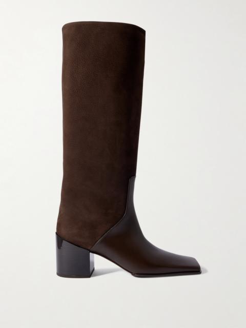 Nubuck And Leather Knee Boots