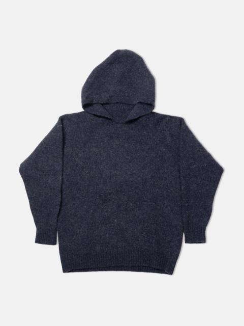 MADE-IN-SCOTLAND DARK BLUE MARL SHAGGY DOG HOODIE - TRIM FIT