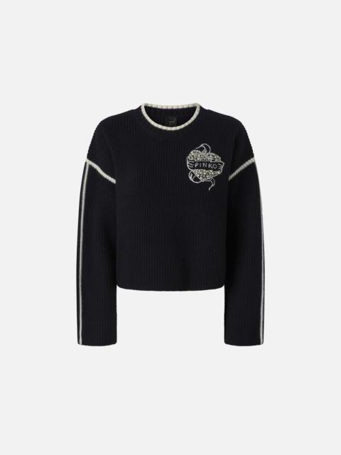 ROUND-NECK SWEATER WITH BEJEWELLED EMBROIDERY