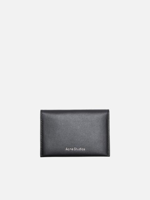 Folded leather wallet - Black