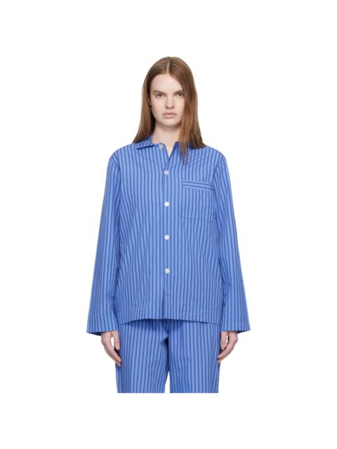 Blue Poplin Long-Sleeved Pyjama Shirt